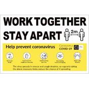 COVID-19 A4 WORK TOGETHER STAY APART SELF ADHESIVE VINYL A4 