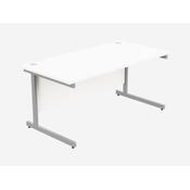 Ashford 1600 x 800mm Silver Metal Leg Straight Desk White image
