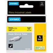 DYMO Rhino Industrial Heat-Shrink Cable Label Tubes 9 mm x 1.5 m Black on Yellow for DYMO Rhino Label Makers 18054
