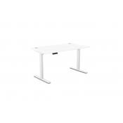 Zoom 1400 x 800 mm White Leg, White portal Top, Straight Sit Stand Desk | with Memory Control Unit Pad image