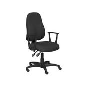 O.A Series High Backrest Swivel Operator Chair Black Fabric fixed arms image