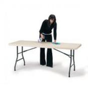 Polyfold fold-in-half table H x W x L - 740 x 760 x 1830mm.Wipe clean polyethylene top with a strong steel underframe,folding table image