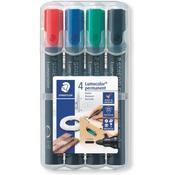 Staedtler Lumocolor 352 WP4 Bullet Tip Permanent Marker - Pack of 4, Assorted Colours