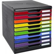 Exacompta - Ref 302798D - Iderama Collection - Modulo 10 Drawer Set - 350 x 288 x 320mm in Size, Holds A4+ Documents, 26mm Drawer Height - Black/Harlequin