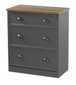 Heritage 3 Drawer Deep Chest - Charcoal | Grey | White image