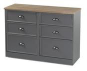 Heritage 6 Drawer Mid Chest - Charcoal | Grey | White image