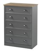 Heritage 5 Drawer Chest - Charcoal | Grey | White image