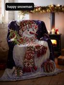Christmas Fleece Throw Happy Snowman