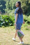 Raffia Shoulder Bag Stripe | Apple Green | image
