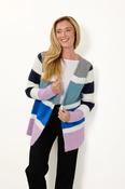 Stripe Knit Cardigan | Blue | Mudflower