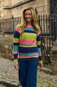 Multi Stripe Kinit Jumper | Lime | Mudflower