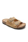 Double strap platform slide synthetic suede | Shade Camel image