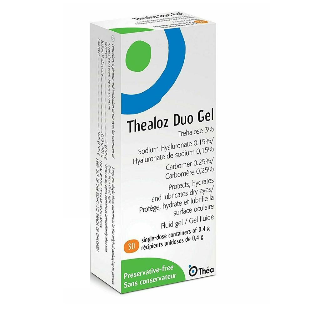 Thealoz Duo Gel for Dry Eyes - 30 Single Doses - Relief, Protects, Hydrates & Lubricates, Preservative-free, Long-lasting relief, Suitable for contact lens wearers