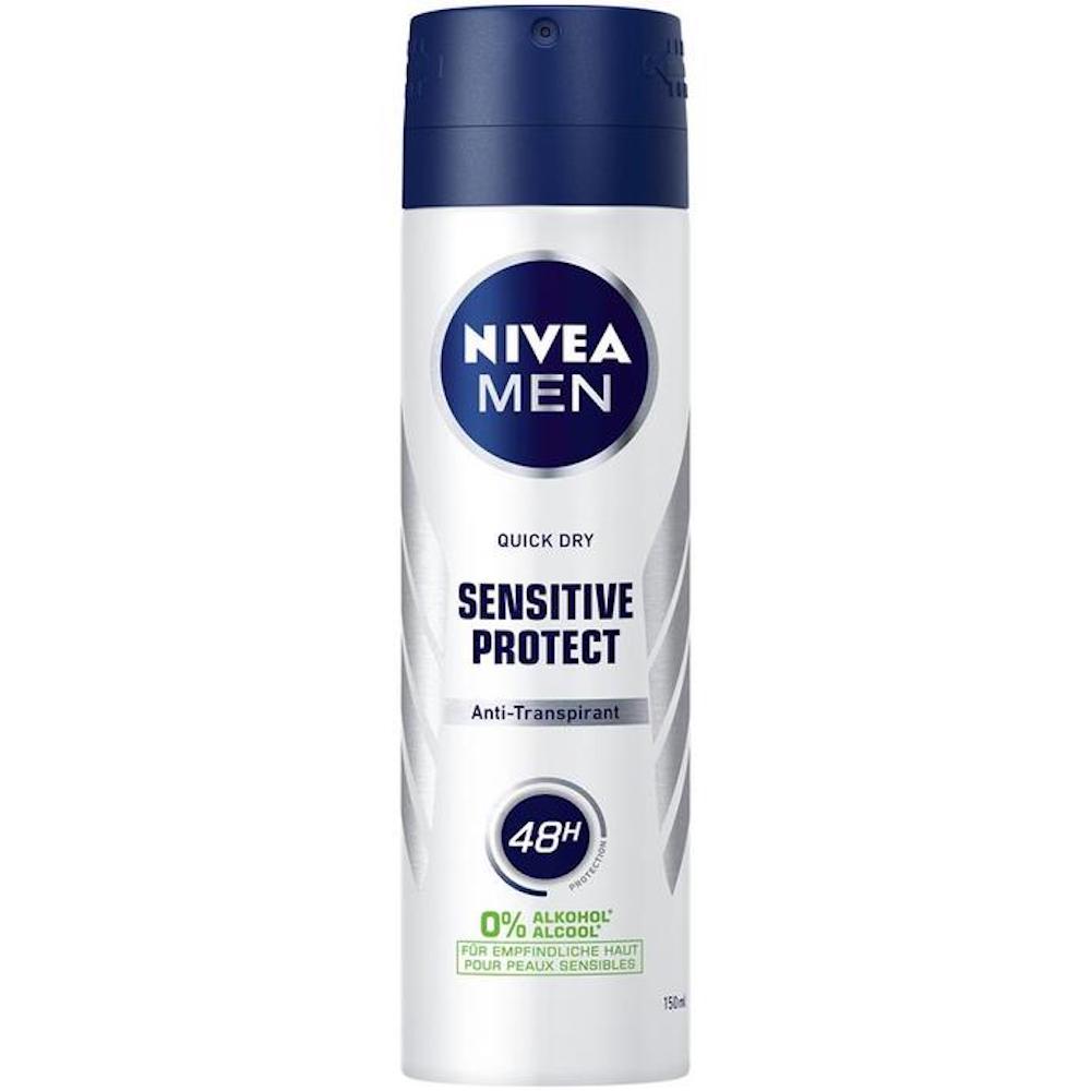 Nivea Men Sensitive Protect Anti-Perspirant Deodorant Quick Dry 48H Protection 0% Alcohol 150ml for Sensitive Skin