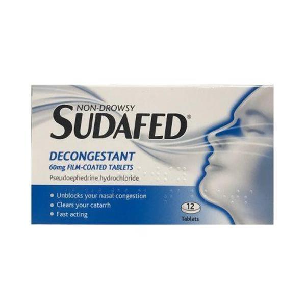 Sudafed Decongestant 60mg Tablets 12 Pack - Non-Drowsy, Unblocks Nasal Congestion, Clears Catarrh, Fast Acting