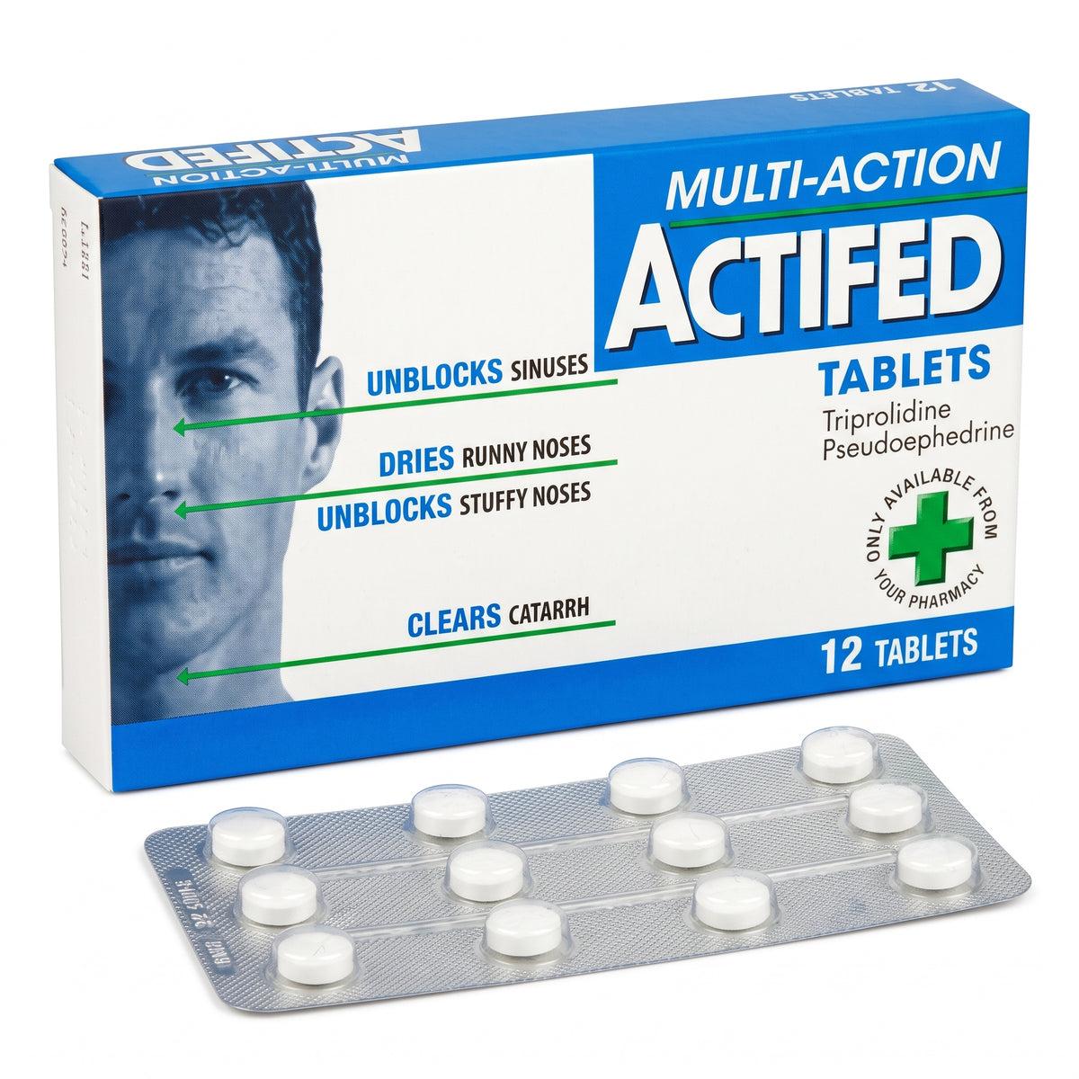 Actifed Tablets for Nasal Congestion, Sinus Pressure, Runny Noses, Stuffy Noses & Catarrh - 12 Tablets