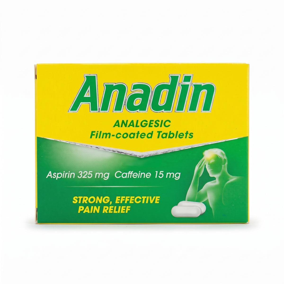 Anadin Analgesic Film-coated Tablets 24 Tablets - Aspirin 325mg Caffeine 15mg for Effective Pain Relief