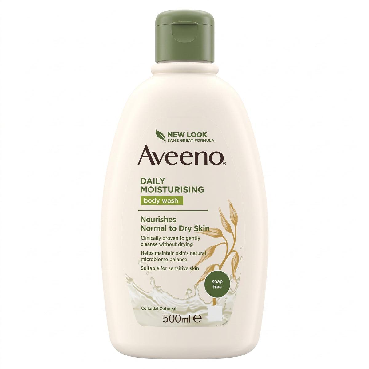 Aveeno Daily Moisturising Body Wash 500ml - Nourishes Normal to Dry Skin, Clinically proven to gently cleanse without drying, Soap Free