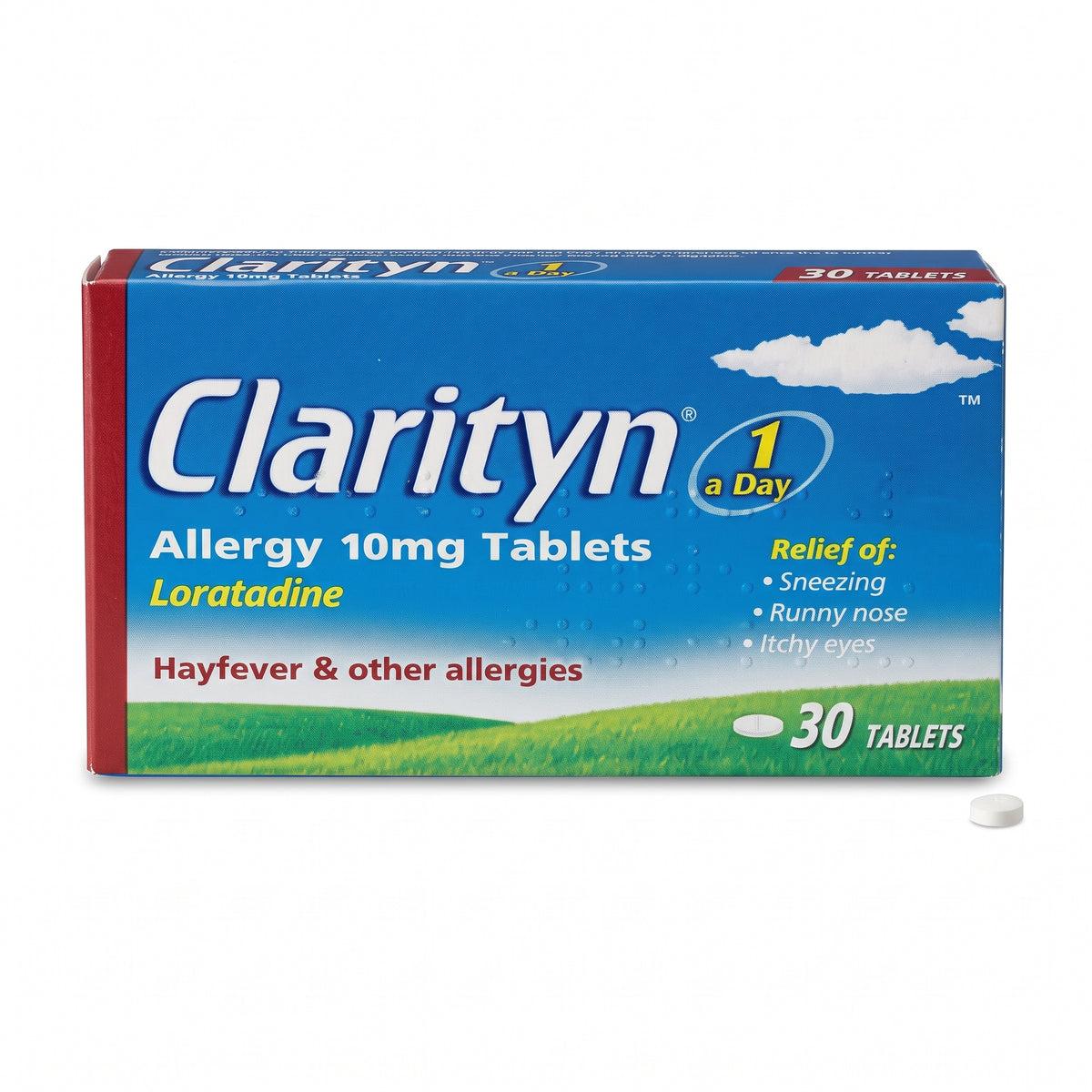 Clarityn 10mg Tablets 30 Pack Loratadine Hayfever & other allergies 24 Hour Fast Non-Drowsy Relief of Sneezing Runny nose Itchy eyes