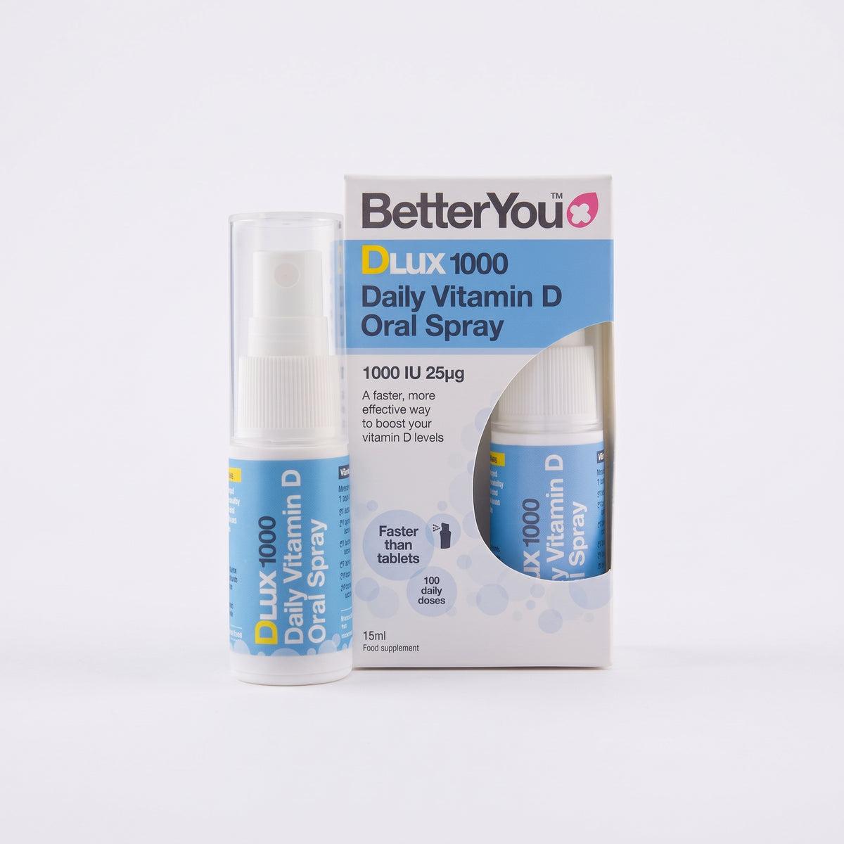 BetterYou Vitamin D 1000 IU Daily Oral Spray Natural Peppermint Flavor Pill Free 15ml 100 Doses Food Supplement