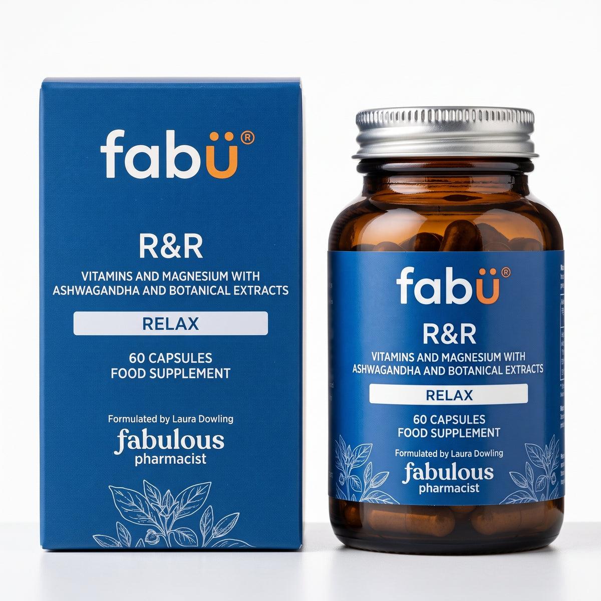 FabU R&R Relax 60 Capsules Supplement with Ashwagandha and Botanical Extracts