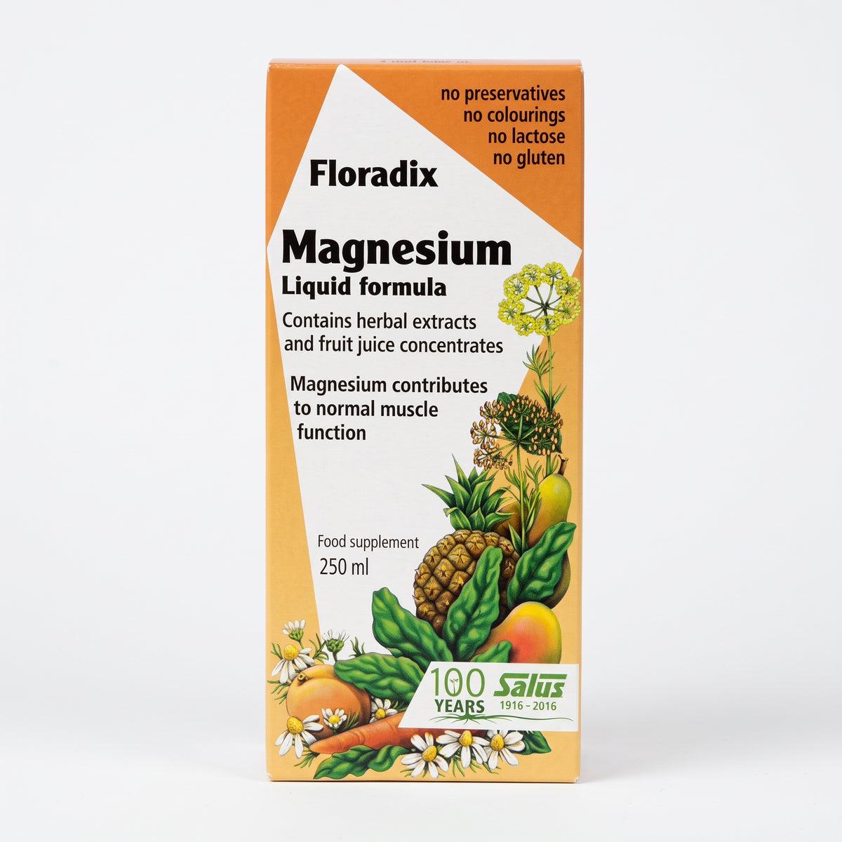 Floradix Magnesium Liquid Mineral Formula 250ml - Herbal Extracts, Fruit Juice Concentrates, Gluten-free, Lactose-free