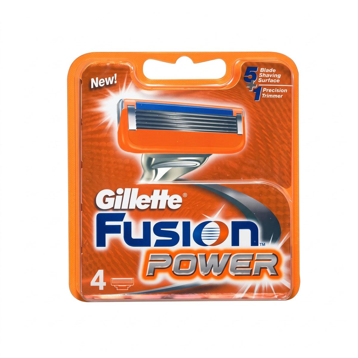Gillette Fusion5 Power Razor Blades 4 Pack with 5 Blades, Precision Trimmer, Close Shave, Anti-Friction Blades, and PowerGlide Blade Coating