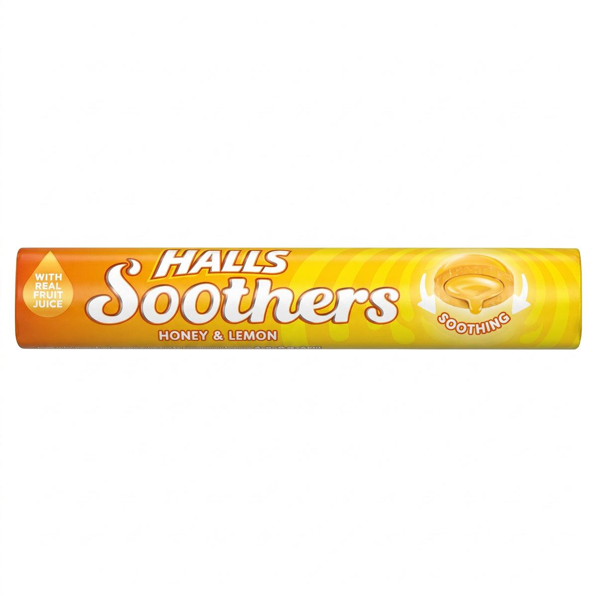 Halls Soothers Honey & Lemon Sweets - With Real Fruit Juice, Soothing