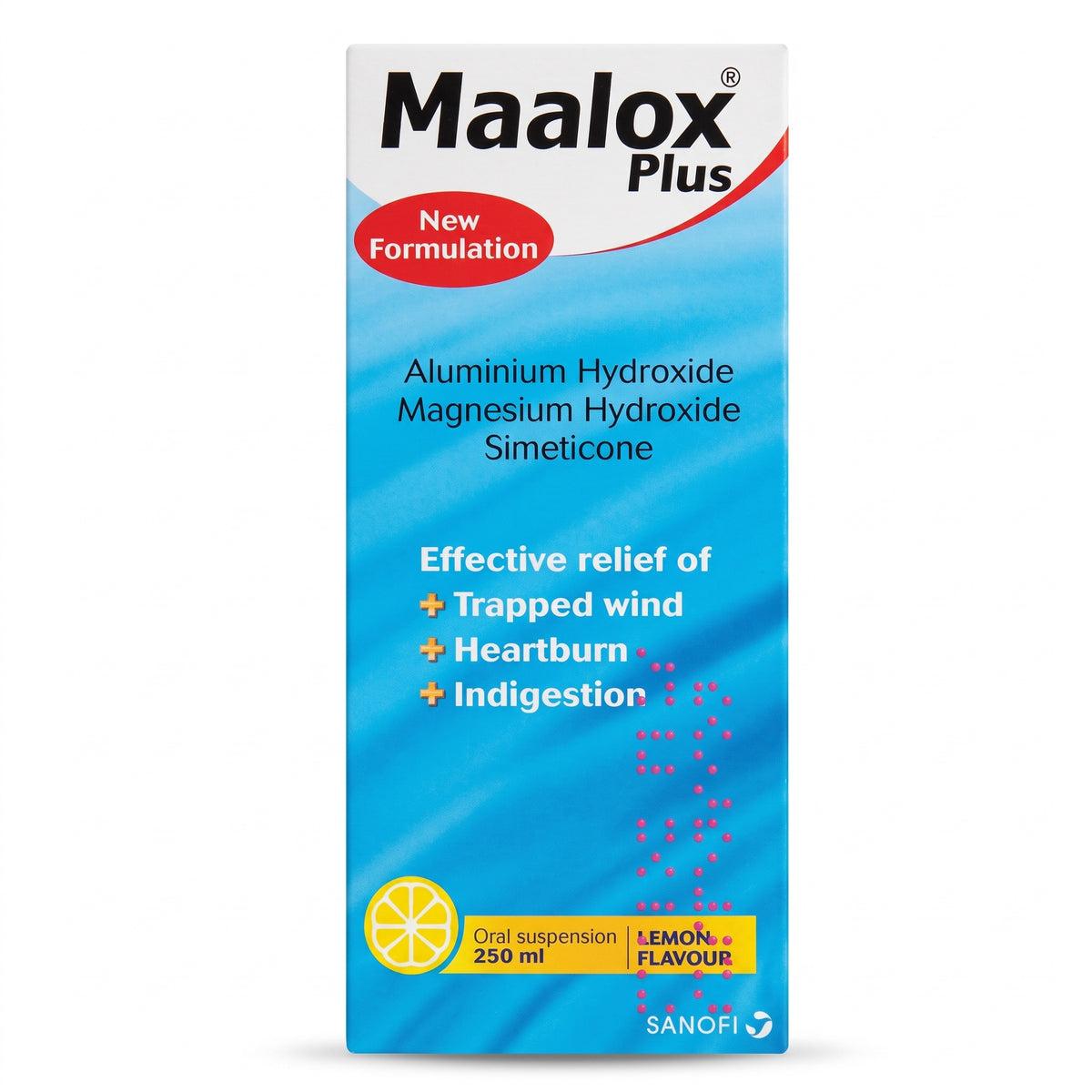 Maalox Plus Oral Suspension Lemon Flavor for Heartburn, Acid Indigestion & Trapped Wind Relief