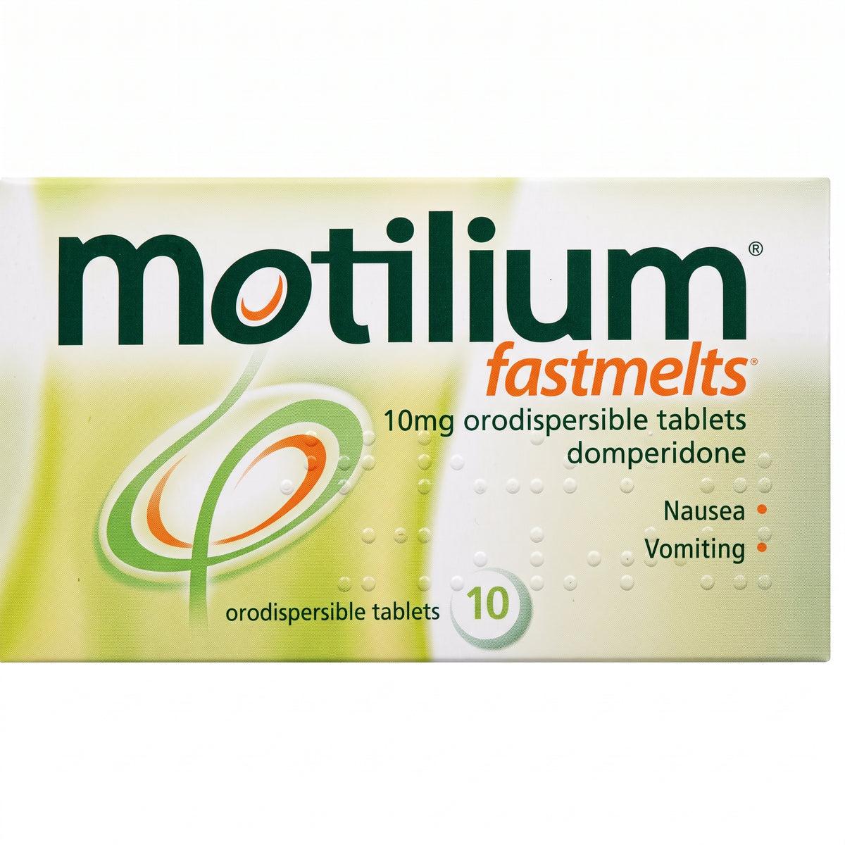 Motilium Fastmelts 10mg Orodispersible Tablets Domperidone for Nausea Vomiting Pack of 10