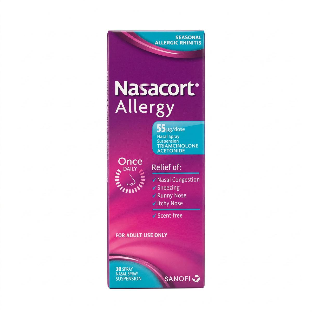 Nasacort Allergy Nasal Spray - Relieves Nasal Congestion, Sneezing, Runny Nose, Itchy Nose. 55 micrograms/dose