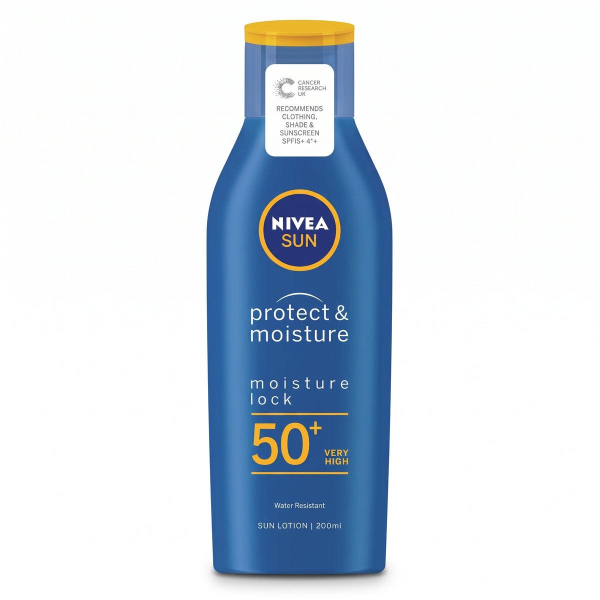 NIVEA Sun Lotion SPF50+ 200ml UVA UVB Protection Water Resistant Moisturising
