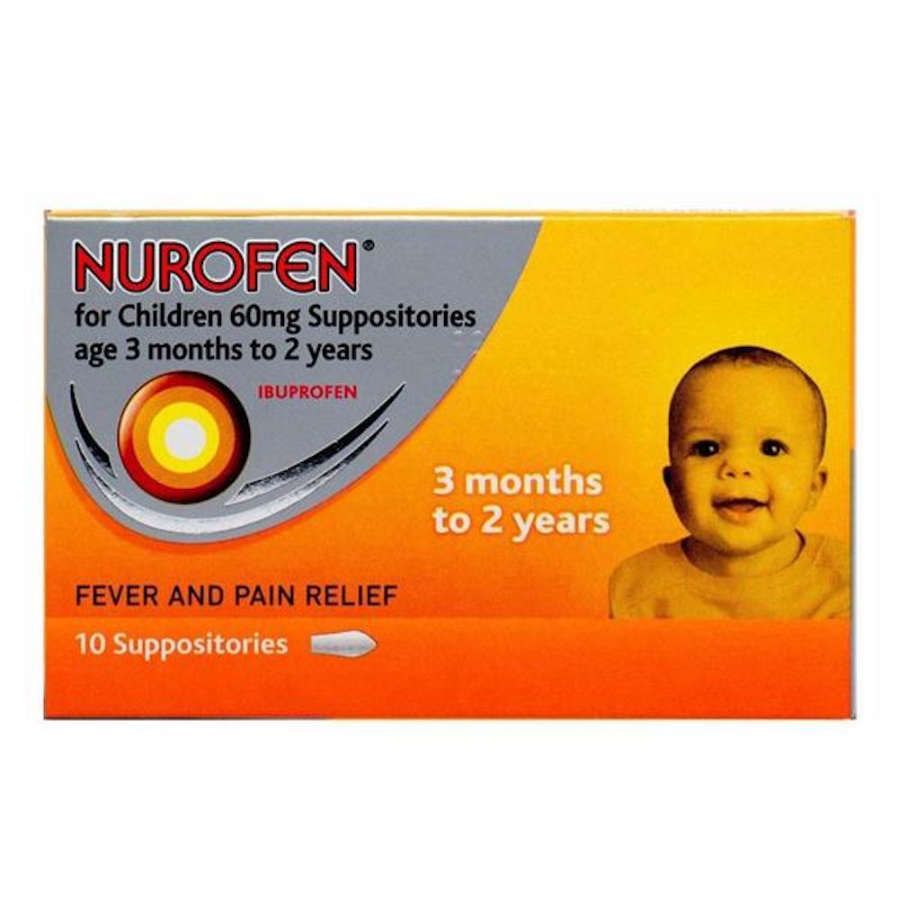 Nurofen Children 60mg Suppositories 10 Pack Fever and Pain Relief Ibuprofen