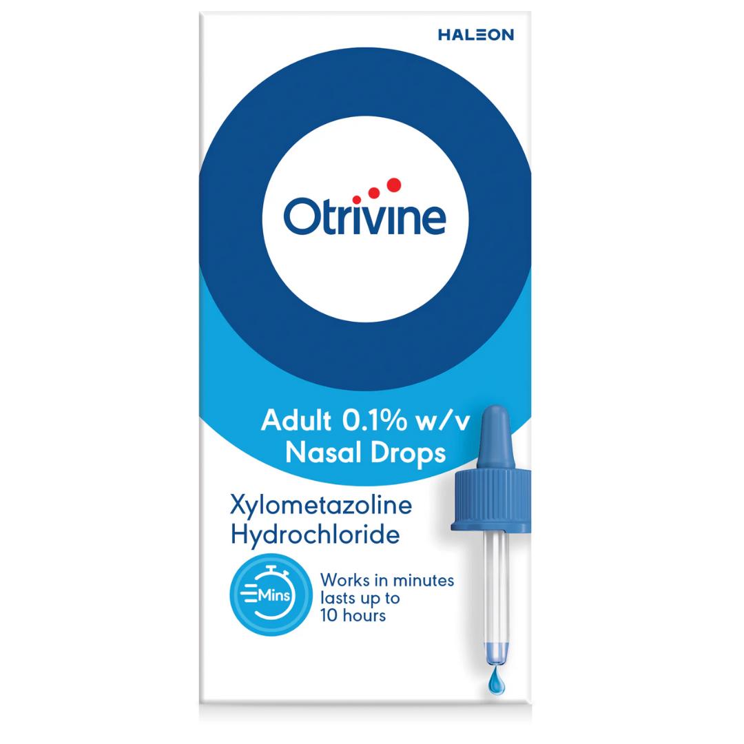 Otrivine Adult Nasal Drops 10ml - Xylometazoline Hydrochloride - Works in minutes, lasts up to 10 hours