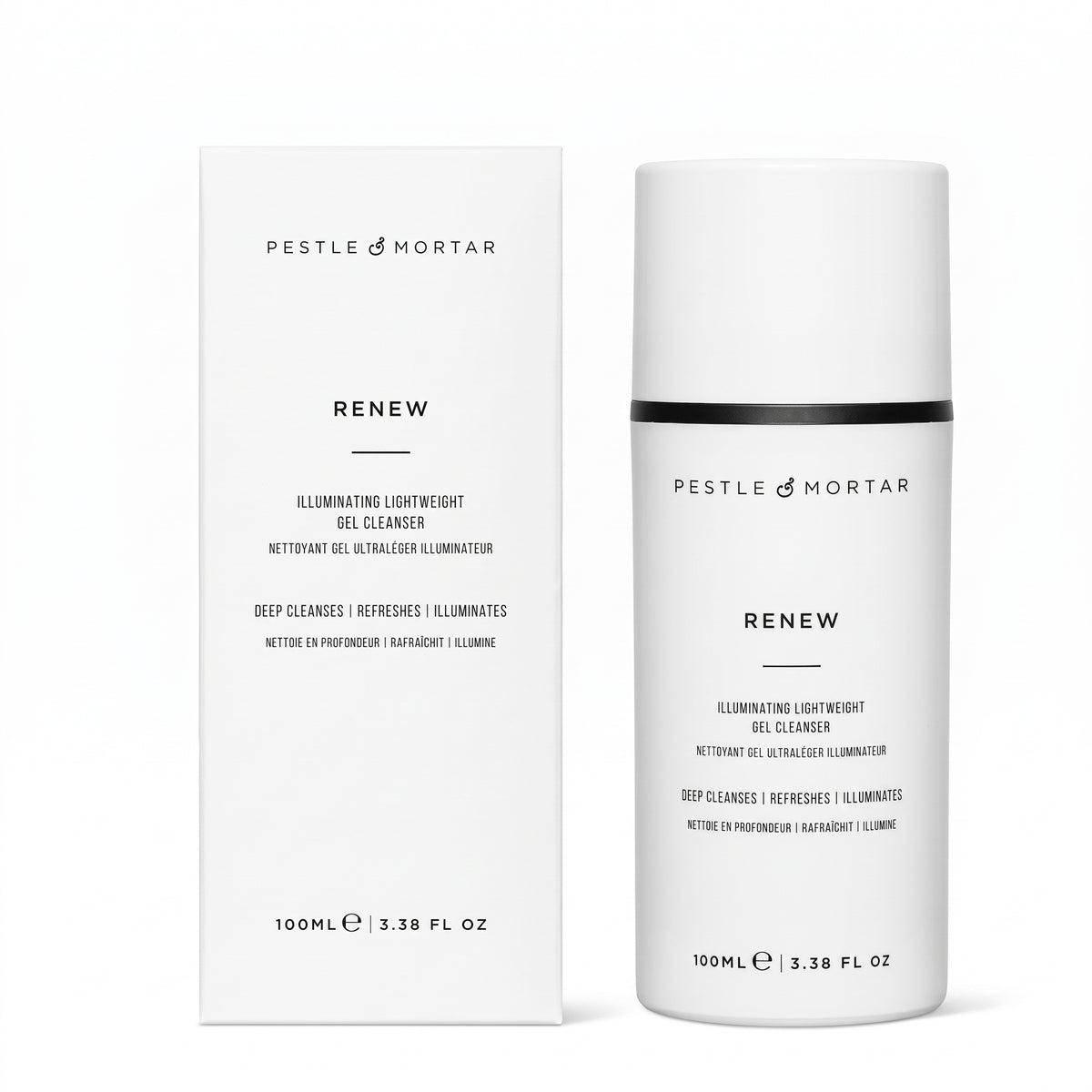 PESTLE & MORTAR RENEW Gel Cleanser 100ml - Illuminating, Lightweight, Deep Cleanses, Refreshes, Illuminates