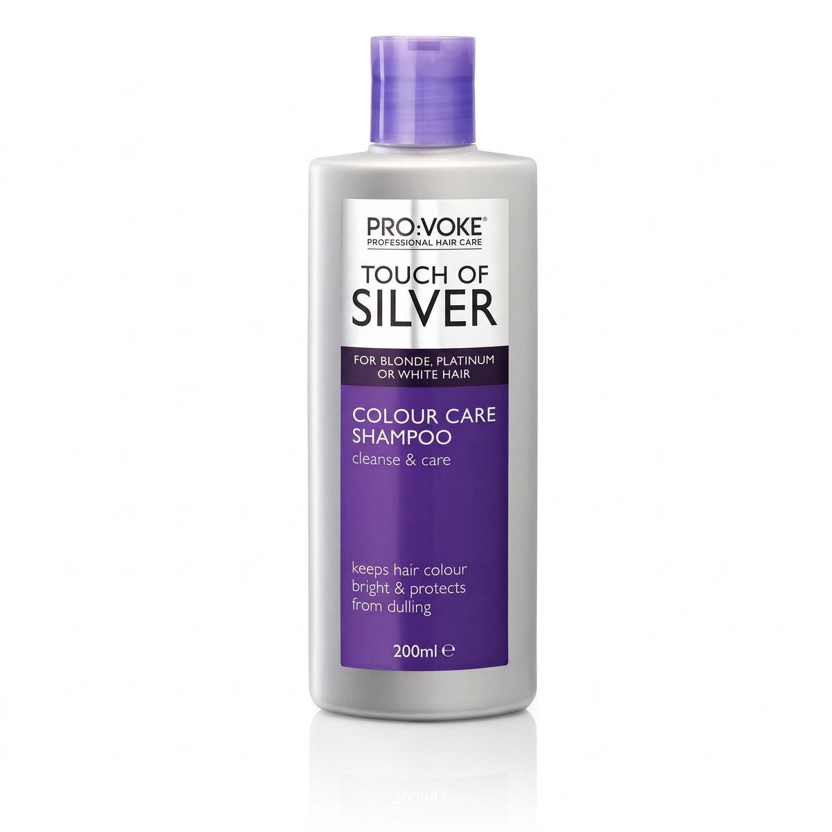 Pro:Voke Touch Of Silver Colour Care Shampoo for Blonde, Platinum, White, Grey Hair - 200ml - Keeps Colour Bright & Protects from Dullness