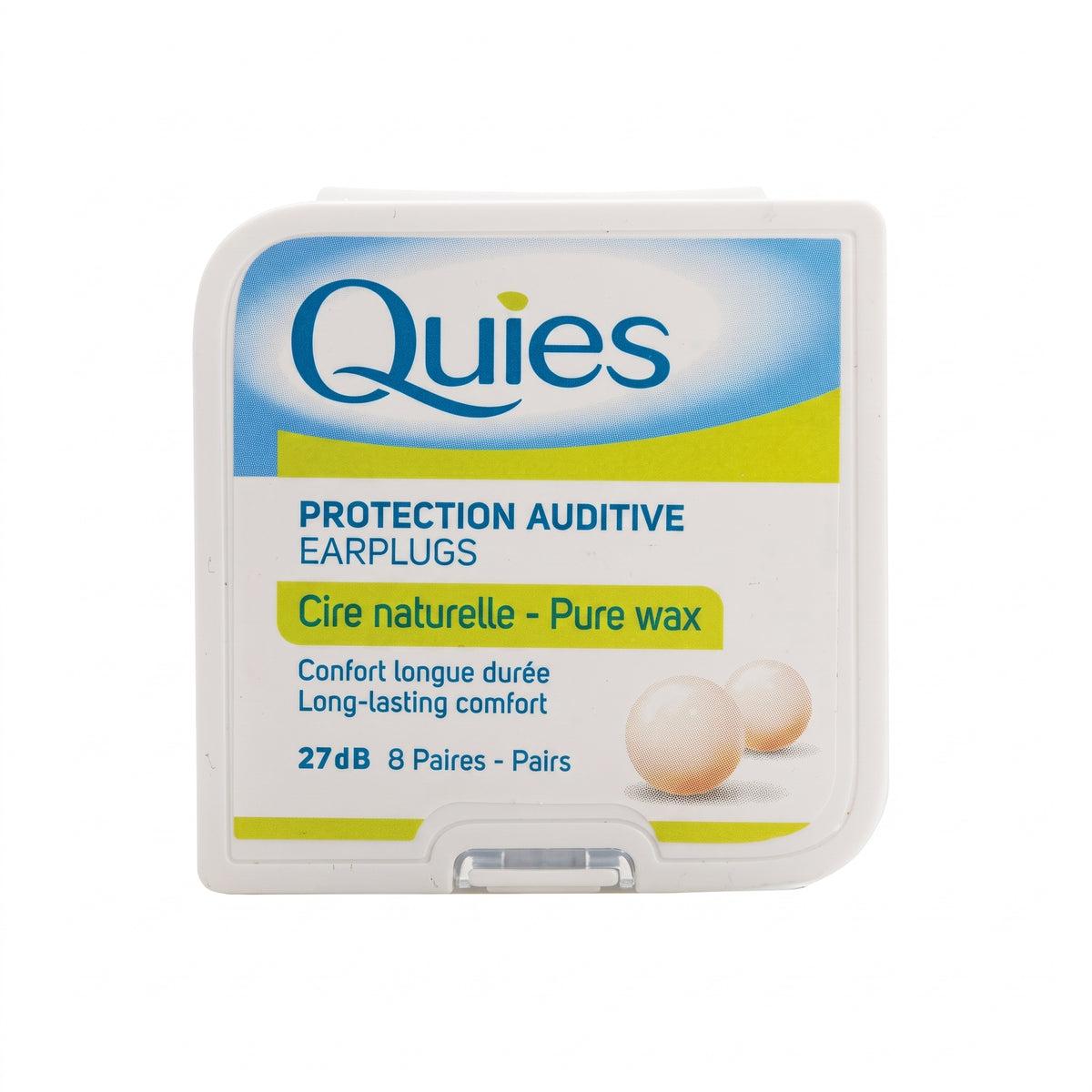 Quies Ear Plugs - 8 Pairs - Pure Wax - Noise Reduction - Hypoallergenic - Protection Auditive
