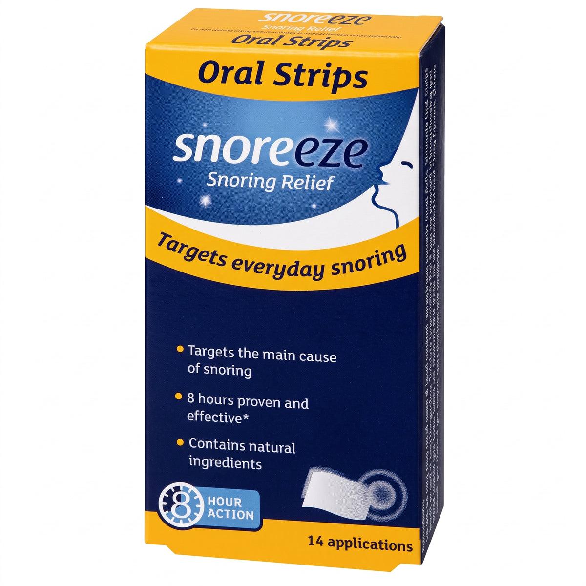 Snoreeze Oral Strips for Snoring Relief - Targets the main cause, 8 hours proven and effective, 14 applications