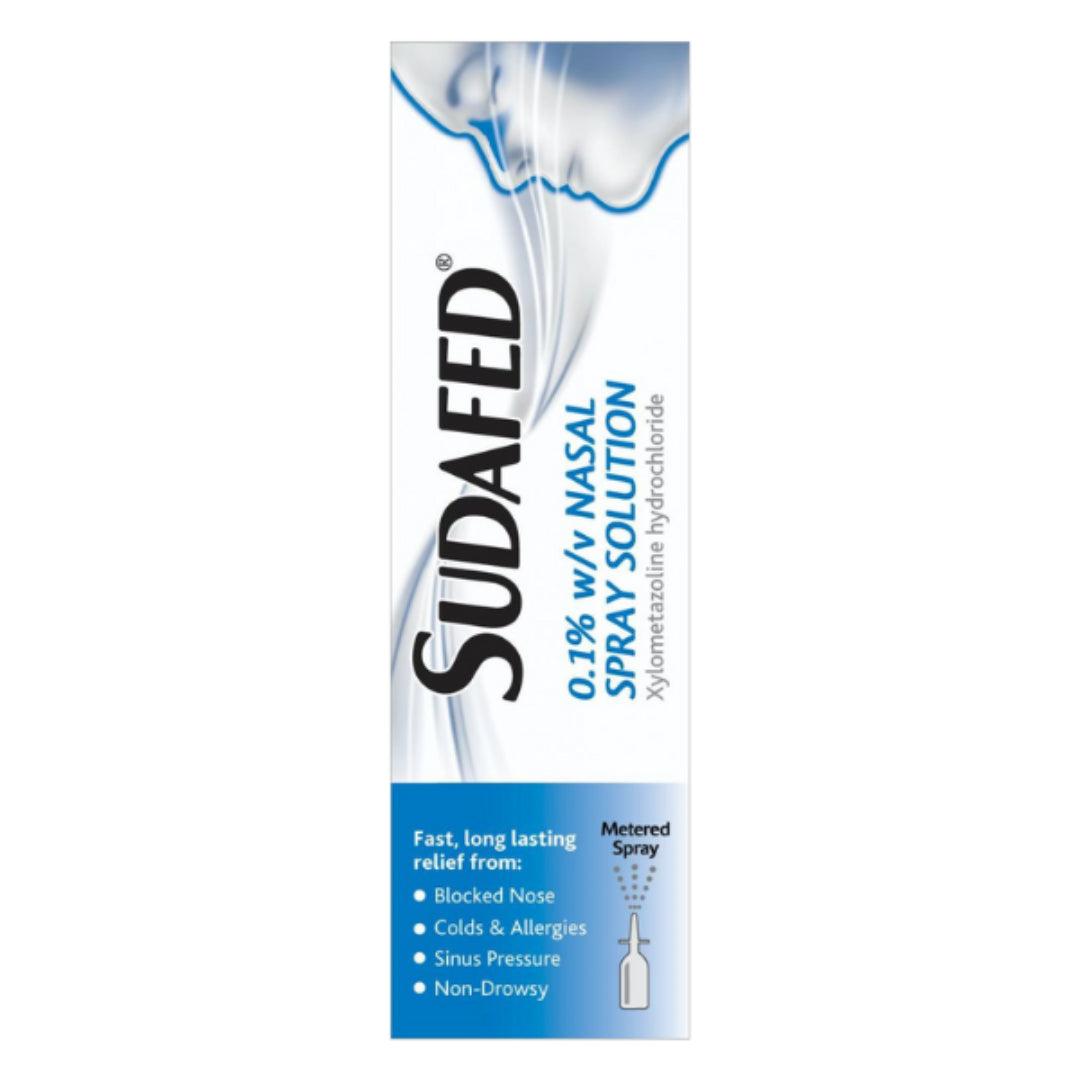 Sudafed Nasal Spray 0.1% Xylometazoline hydrochloride for Blocked Nose, Colds & Allergies, Sinus Pressure, Non-Drowsy