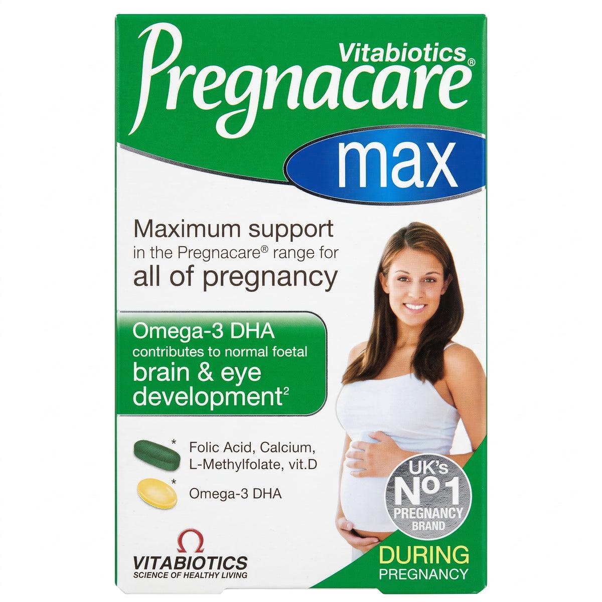 Vitabiotics Pregnacare Max Pregnancy Supplement with Folic Acid, Calcium, L-Methylfolate, Vitamin D, Omega-3 DHA