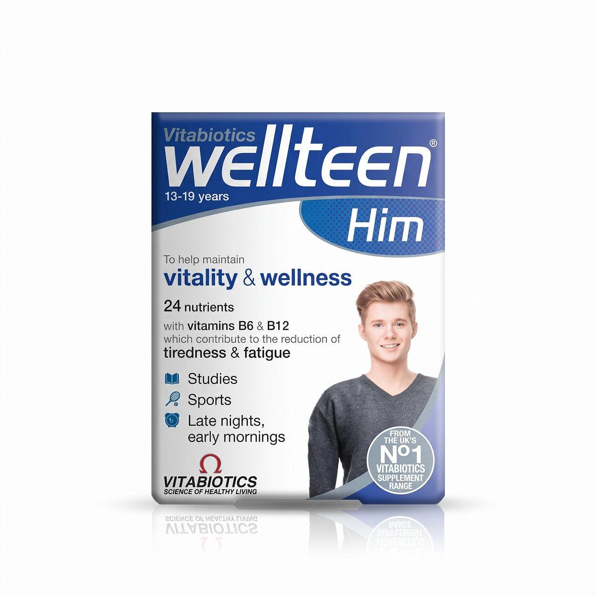 Vitabiotics Wellteen For Him Tablets, 24 Nutrients, Vitality & Wellness, Reduce Tiredness & Fatigue