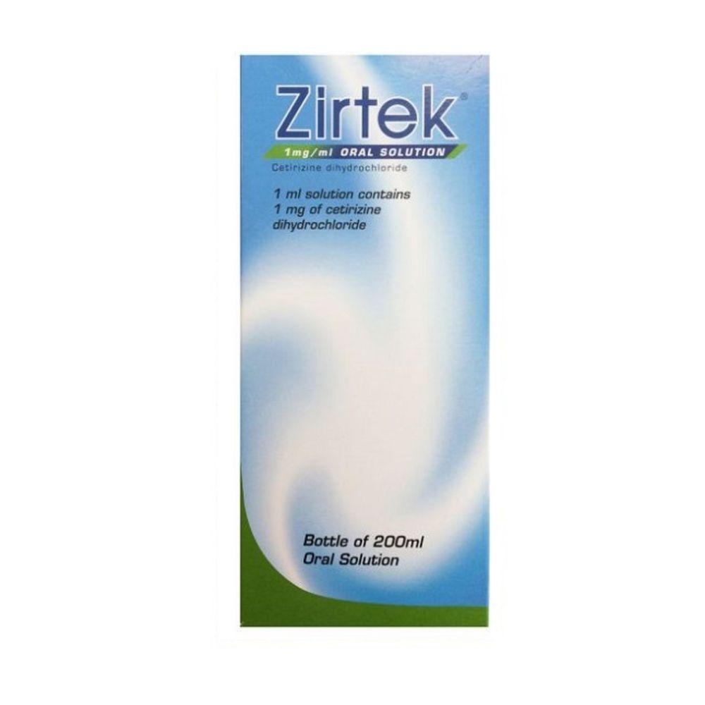 Zirtek 1mg/ml Oral Solution 200ml Cetirizine for Allergy Relief