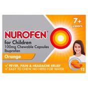 Nurofen Child 7+ Soft Chewable Caps 12Pk Orange