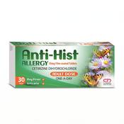 Anti-Hist Allergy Cetirizine Dihydrochloride 10mg Film-coated Tablets for Hay Fever & Urticaria, 30 Count, Adult Dose, One-A-Day, Butterflies & Flowers