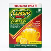 Lemsip Max Cold & Flu Hot Lemon Powder for Oral Solution 10's - Fever, Headache, Sore Throat, Body Aches & Pains