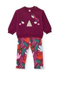 Tuc Tuc Mini Girl Floral Sweater and Legging Set, Wine image