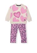 Tuc Tuc Mini Girl Heart Sweater and Legging Set, Pink image