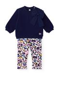 Tuc Tuc Mini Girl Bow Sweater and Legging Set, Navy image