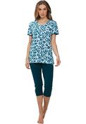 Rebelle Tropical Capri Pyjama Set, Green image