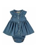 Babybol Baby Girl Denim Dress and Pant Set, Blue image